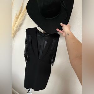 Black Fringe Mini Dress